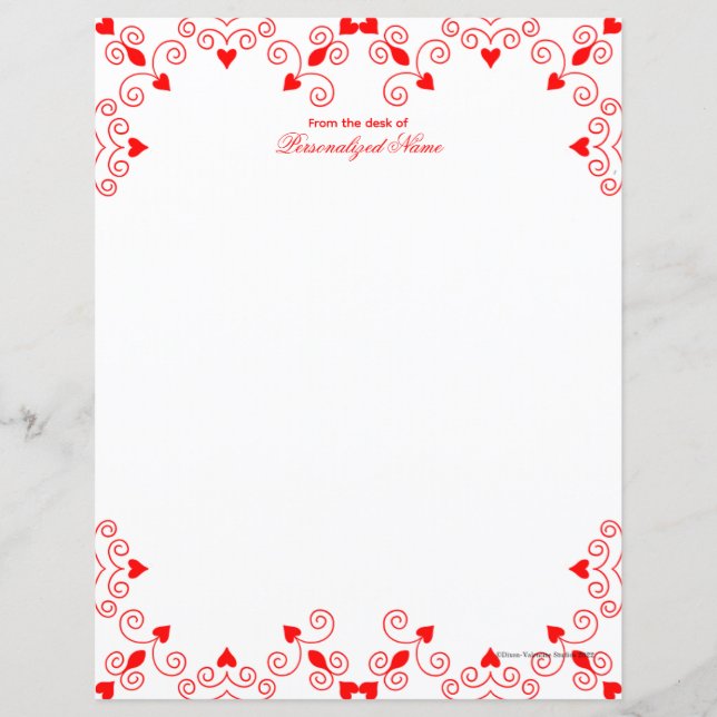 Queen of Hearts - Red Unlined Paper Sheet (Front)