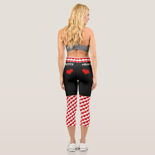 Queen of Hearts Red & White - trendy Love /fashion Capri Leggings