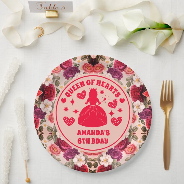 Queen of Hearts Roses Birthday Paper Plates (Wedding)