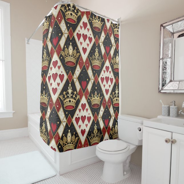 Queen of Hearts Shower Curtain (In Situ)