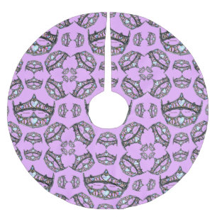 Queen of Hearts Silver Crown Tiaras pink thistle Brushed Polyester Tree Skirt