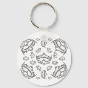 Queen of Hearts Silver Crowns Tiaras white Key Ring