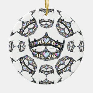Queen of Hearts Silver Crowns Tiaras white ornamen Ceramic Tree Decoration