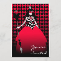 Queen of Hearts sophisticated party invitation