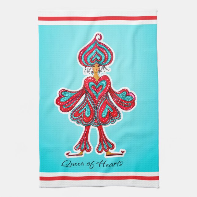 Queen of Hearts  Tea Towel (Vertical)