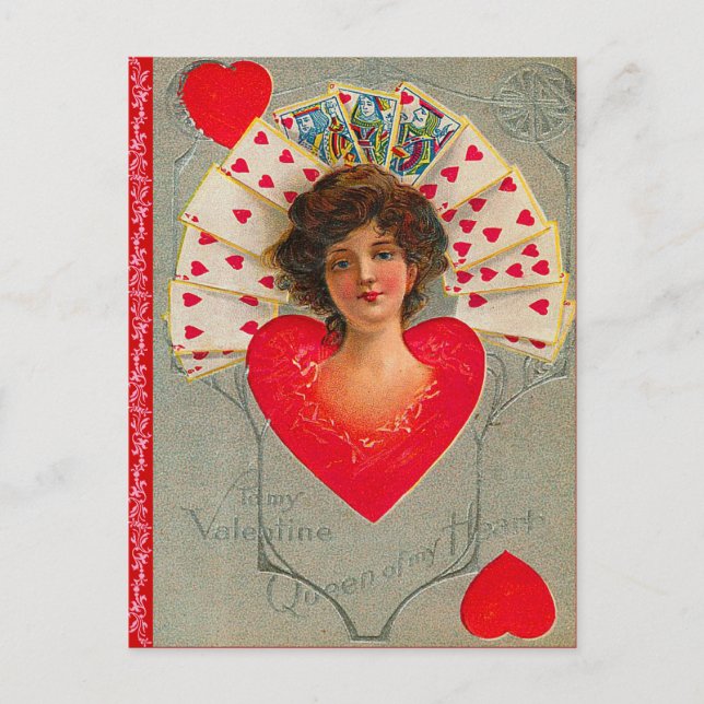 Queen of Hearts Valentine Postcard (Front)