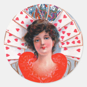 QUEEN OF HEARTS ,Valentine's Day Classic Round Sticker