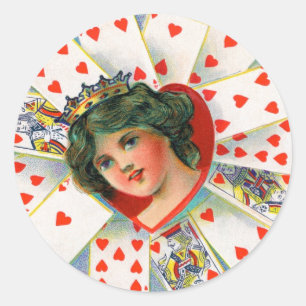 QUEEN OF HEARTS ,Valentine's Day Classic Round Sticker