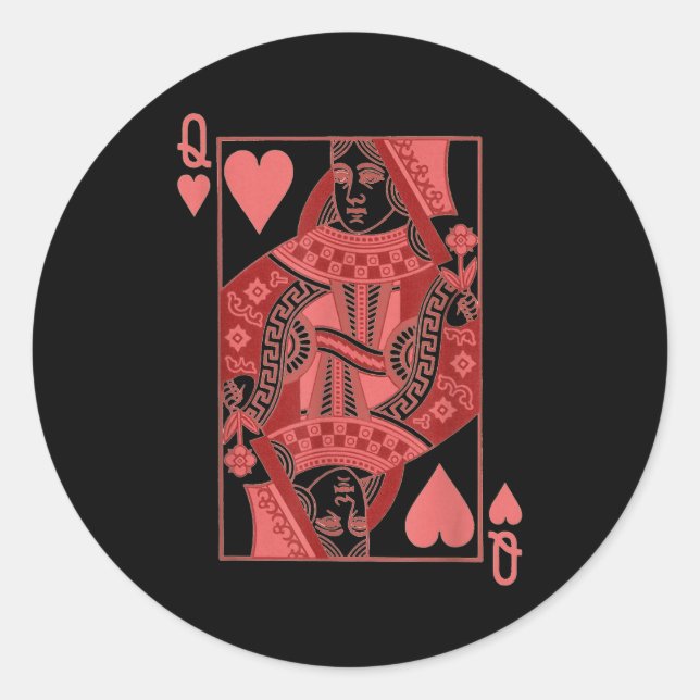 Queen Of Hearts Valentines Day Cool V-day Couple M Classic Round Sticker (Front)