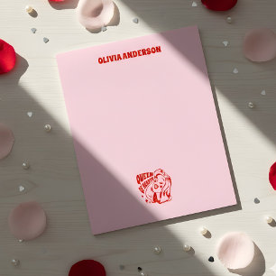 Queen of Hearts Valentines Day Personalized Name Notepad