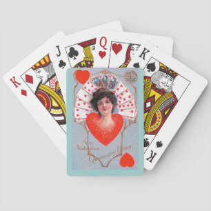 QUEEN OF HEARTS ,Valentine's Day Red Blue Playing Cards