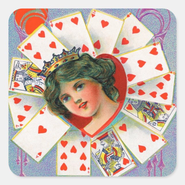 QUEEN OF HEARTS ,Valentine's Day Square Sticker (Front)