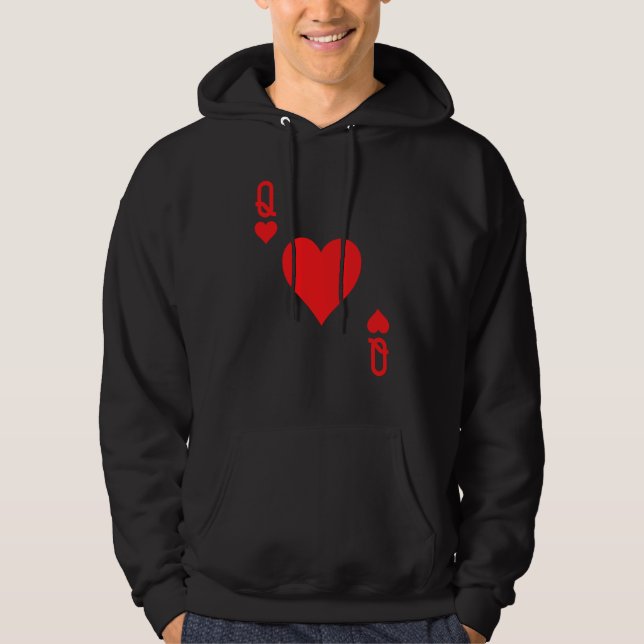Queen Of Hearts Valentines Matching Couples Valent Hoodie (Front)
