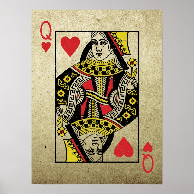 Queen of Hearts Vintage Style Playing Cards Poster (Front)