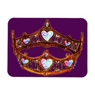 Queen of Hearts Warm Gold Crown Tiara royal purple Magnet