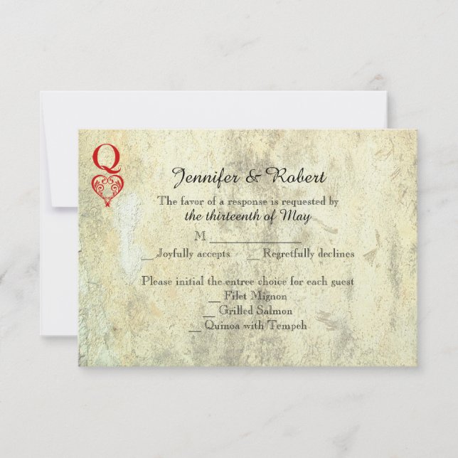 Queen of Hearts Wedding Response Card (Front)