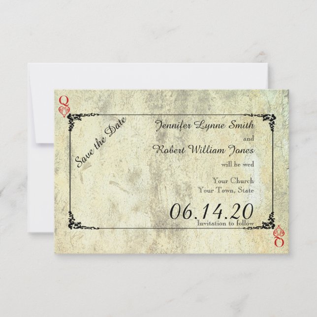 Queen of Hearts Wedding Save the Date (Front)