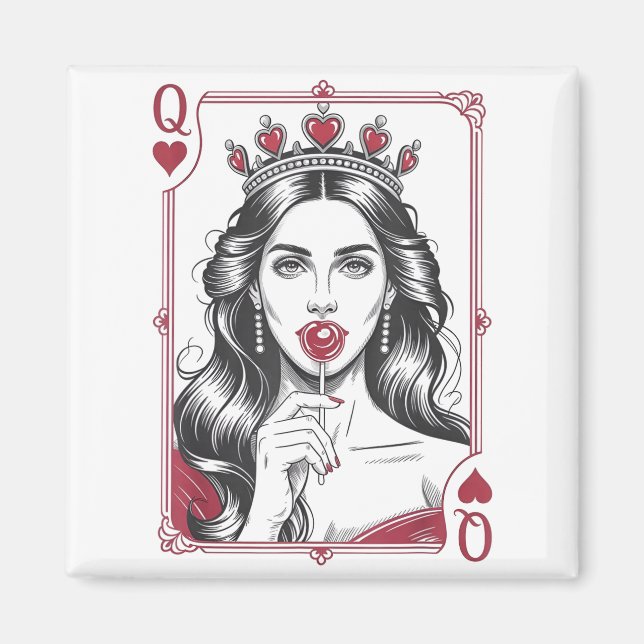 Queen Of Hearts Women Vintage Valentines Day  Magnet (Front)