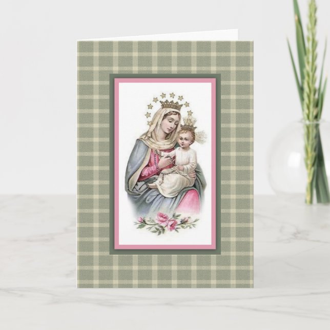 Queen of Heaven Blessed Virgin Mary Baby Jesus Card (Front)