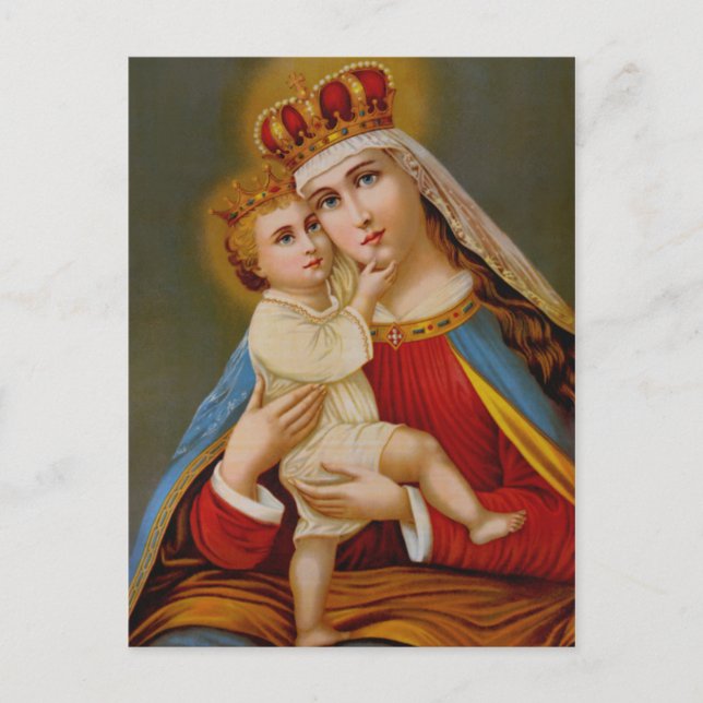 Queen of Heaven Blessed Virgin Mary Baby Jesus Postcard (Front)