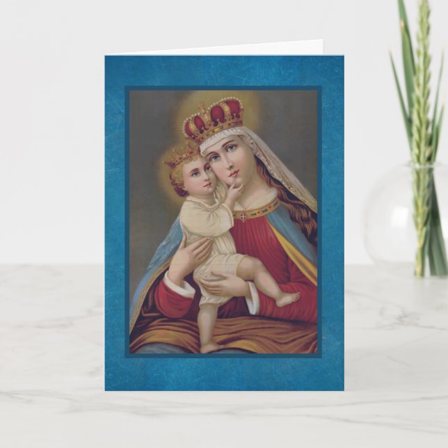 Queen of Heaven Blessed Virgin Mary Jesus Holiday Card (Front)