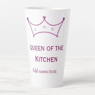 queen of kitchen mauve crown cook chef name latte mug