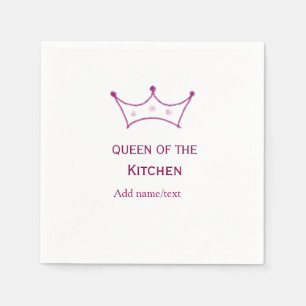queen of kitchen mauve crown cook chef name napkin