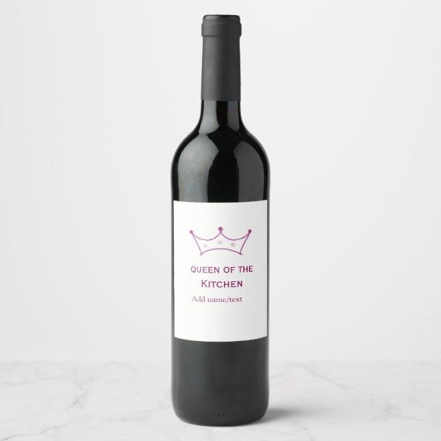 queen of kitchen mauve crown cook chef name wine label (Front)