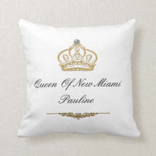 Queen Of Miami Monogram Throw Pillow