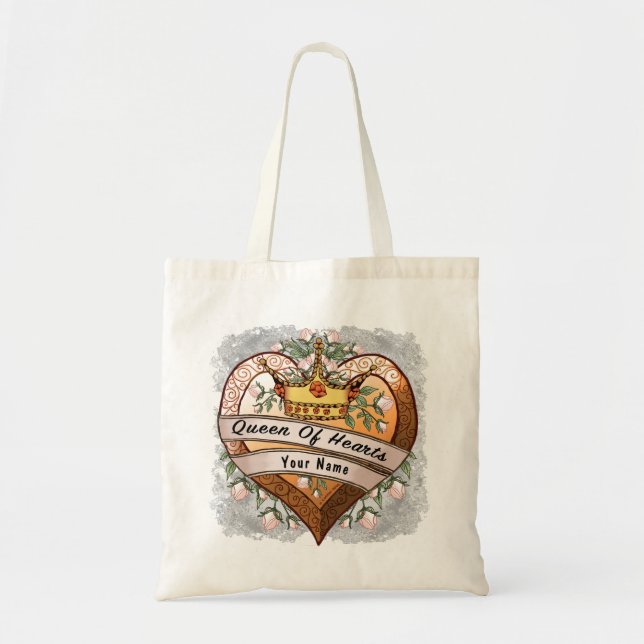 Queen of My Heart custom tote bags (Front)