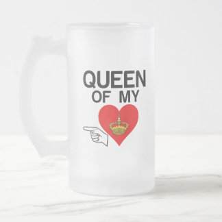 QUEEN OF MY HEART FROSTED GLASS BEER MUG
