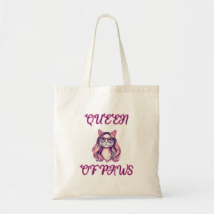 Queen of Paws Feline Royalty Pet Lover Design Tote Bag