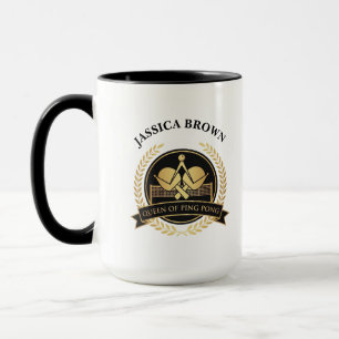 Queen Of Ping Pong Custom Name Golden Color Mug