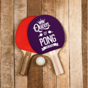 Queen Of Pong Customized Name Modern Dark Purple Ping Pong Paddle