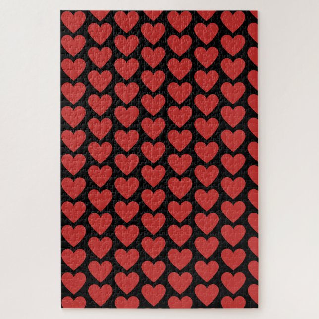 Queen of red hearts on black background 1000 piece jigsaw puzzle (Vertical)
