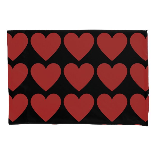 Queen of red hearts on black beautiful pillowcase (Front)