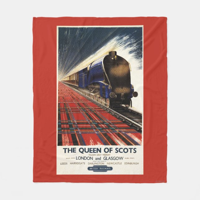 Queen of Scots Pullman Train Fleece Blanket (Front)