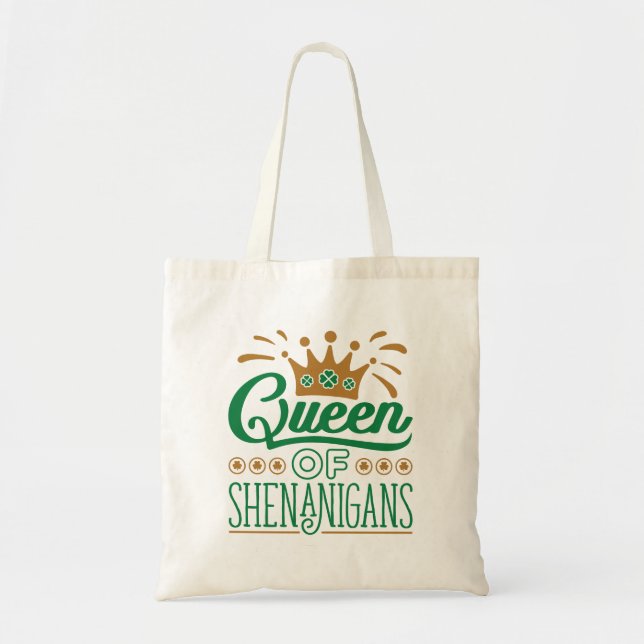 Queen of Shenanigans St. Patrick's Day Tote Bag (Front)
