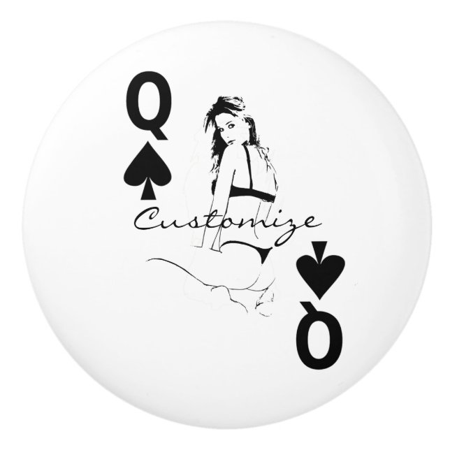 Queen of Spades Bikini Girl Thunder_Cove Ceramic Knob (Front)