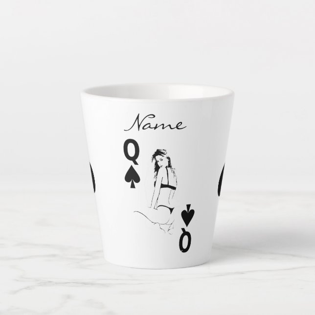 Queen of Spades Bikini Girl Thunder_Cove Latte Mug (Front)