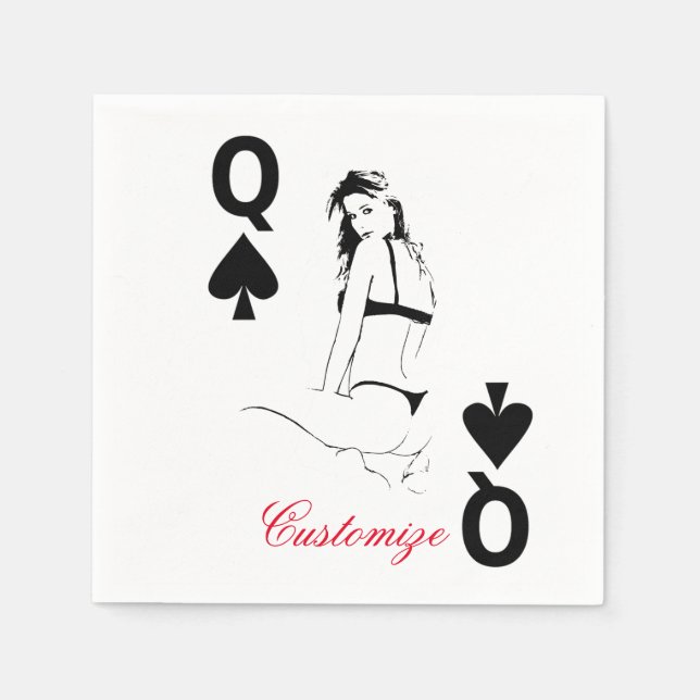 Queen of Spades Bikini Girl Thunder_Cove Napkin (Front)