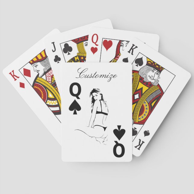Queen of Spades Bikini Girl Thunder_Cove Playing Cards (Back)