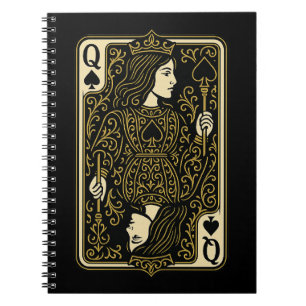 Queen of Spades — Black & Gold Royal Filigree Notebook