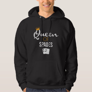 Queen of Spades Card Game Lover Spades Player Hoodie