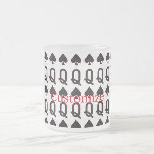 queen of spades frosted glass coffee mug