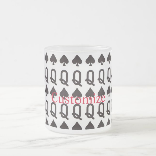 queen of spades frosted glass coffee mug (Center)