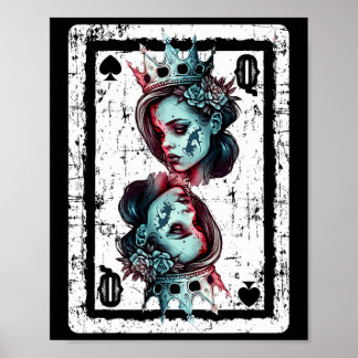 Queen Of Spades Gothic Card Game Halloween Creepy Poster