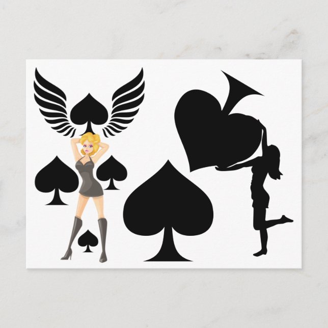 Queen of Spades Holding Black Ace Postcard (Front)