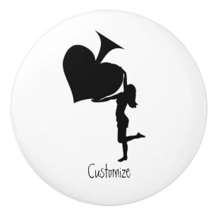 Queen of Spades Holding Black Ace Thunder_Cove Ceramic Knob