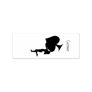 Queen of Spades Holding Black Ace Thunder_Cove Rubber Stamp